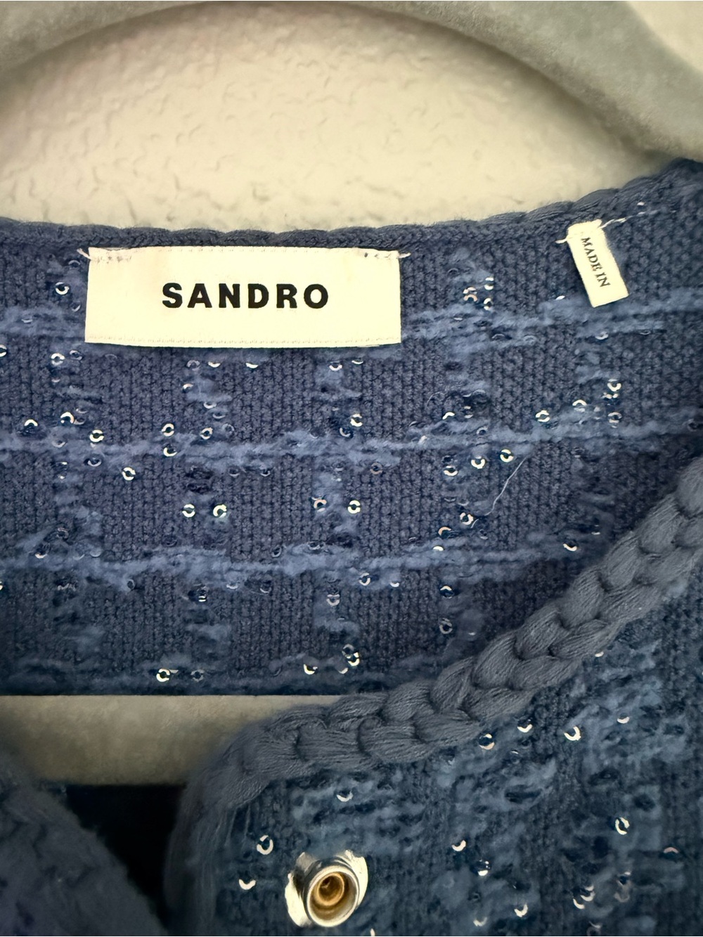 Sandro Women's Sequined Slate Blue Knit Cardigan
